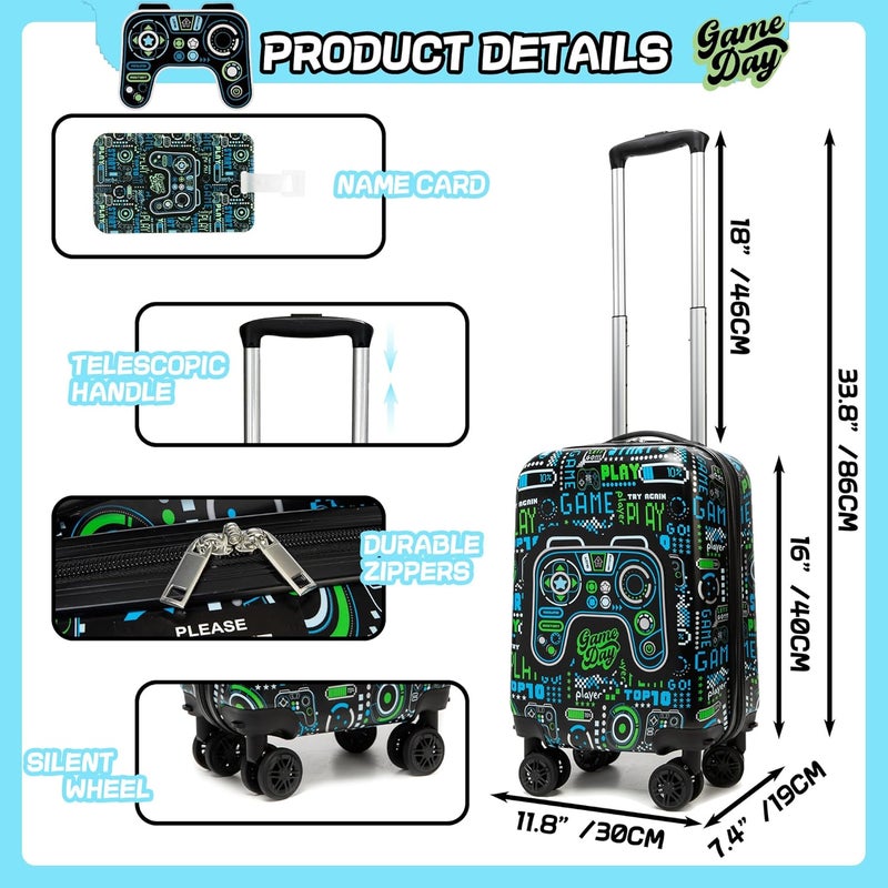 Inprof Kid’s Luggage Set 5 Piece Suitcase Set 16’’ Hardside Luggage with Spinner Wheels Girls Boys Carry on Luggage Travel Rolling Luggage Airline Approved - Image 2